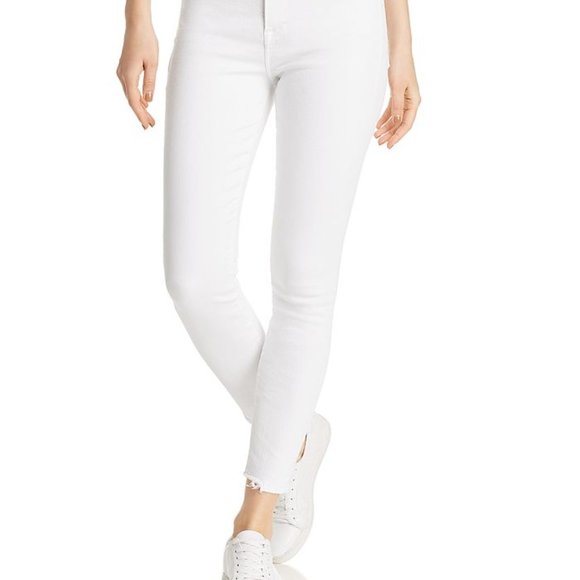 New FRAME Le High Skinny Crop Jeans in Blanc Ave